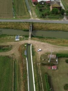 Impianto di pompaggio di acqua di bonifica dal Canale Veneto nella rete irrigua, a Taglio di Po